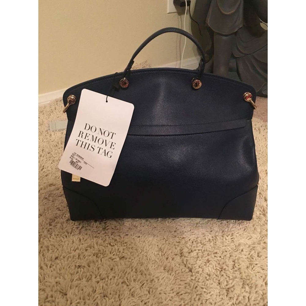 Navy Blue Furla Nikole Piper Leather Bag